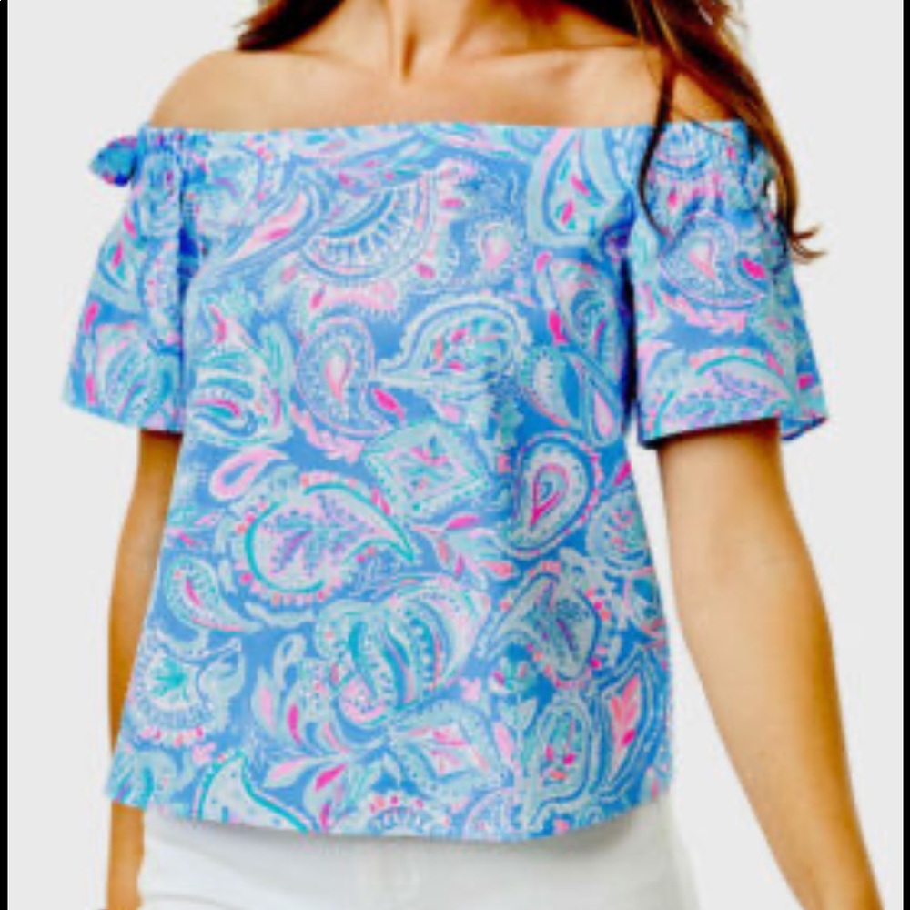 Lilly Pulitzer Off the Shoulder Top in Fish Kiss
